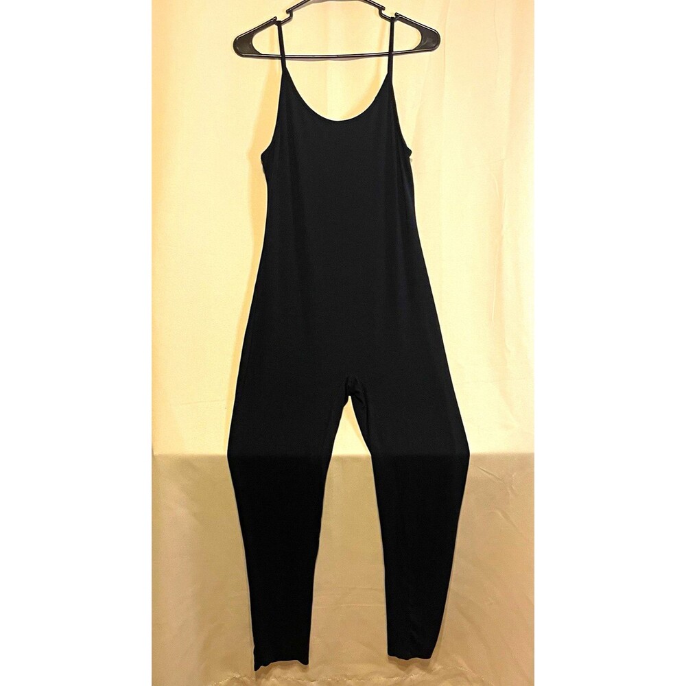 Fashion Nova Black Solid Scoop Neck Strappy Sleeveless Jumpsuit Slim Fit S
